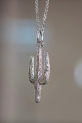 14k White Gold Saguaro Pendant Necklace – 14K Solid White Gold