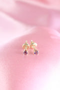 Amethyst Stud Earrings | 14K Yellow Gold