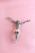 Two-Tone Crucifix Pendant | 14K Yellow Gold & Sterling Silver
