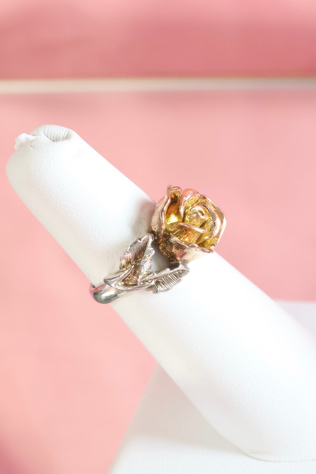 Vintage-Inspired Rose Flower Ring | 14K Gold & Sterling Silver