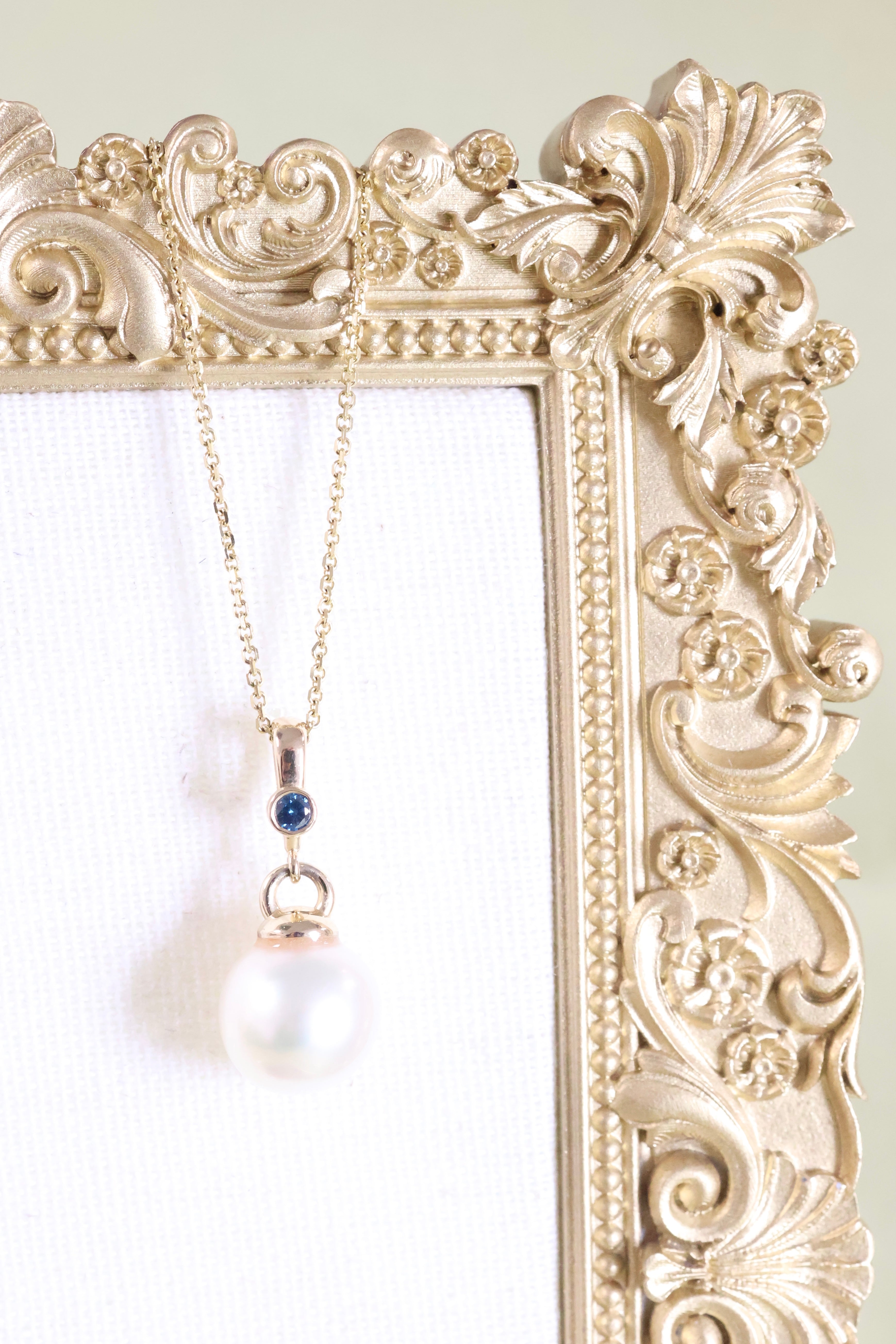 Natural Pearl Drop Pendant Necklace | 14K Gold