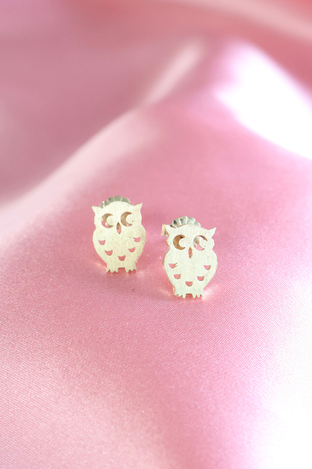 Owl Stud Earrings | 14K Yellow Gold