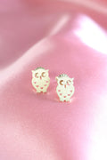 Owl Stud Earrings | 14K Yellow Gold