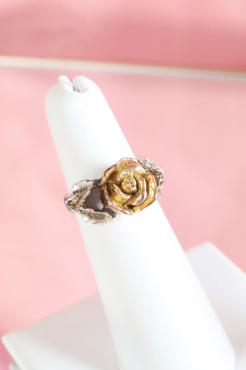 Vintage-Inspired Rose Flower Ring | 14K Gold & Sterling Silver