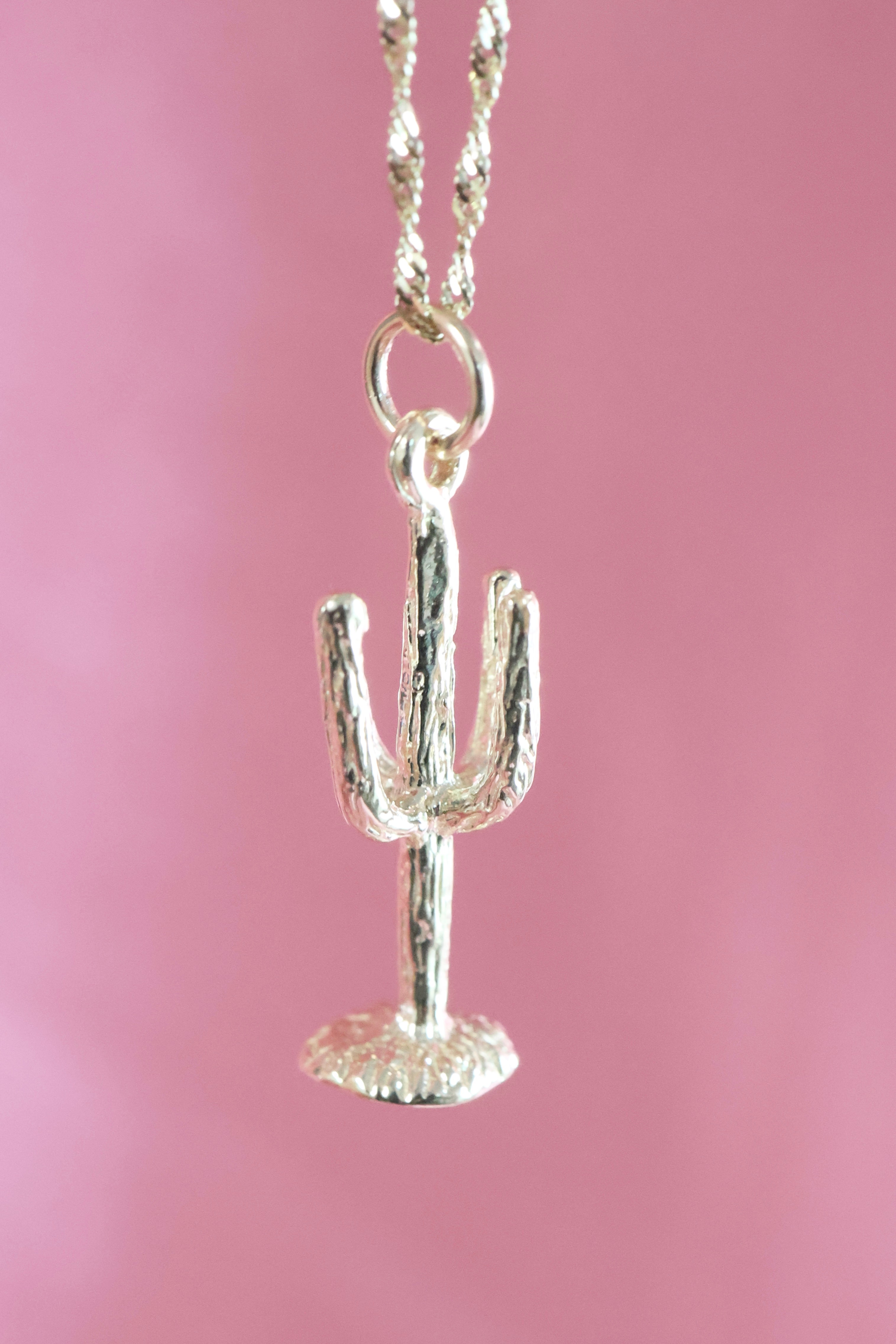 Desert Saguaro Cactus Pendant | 14K Gold