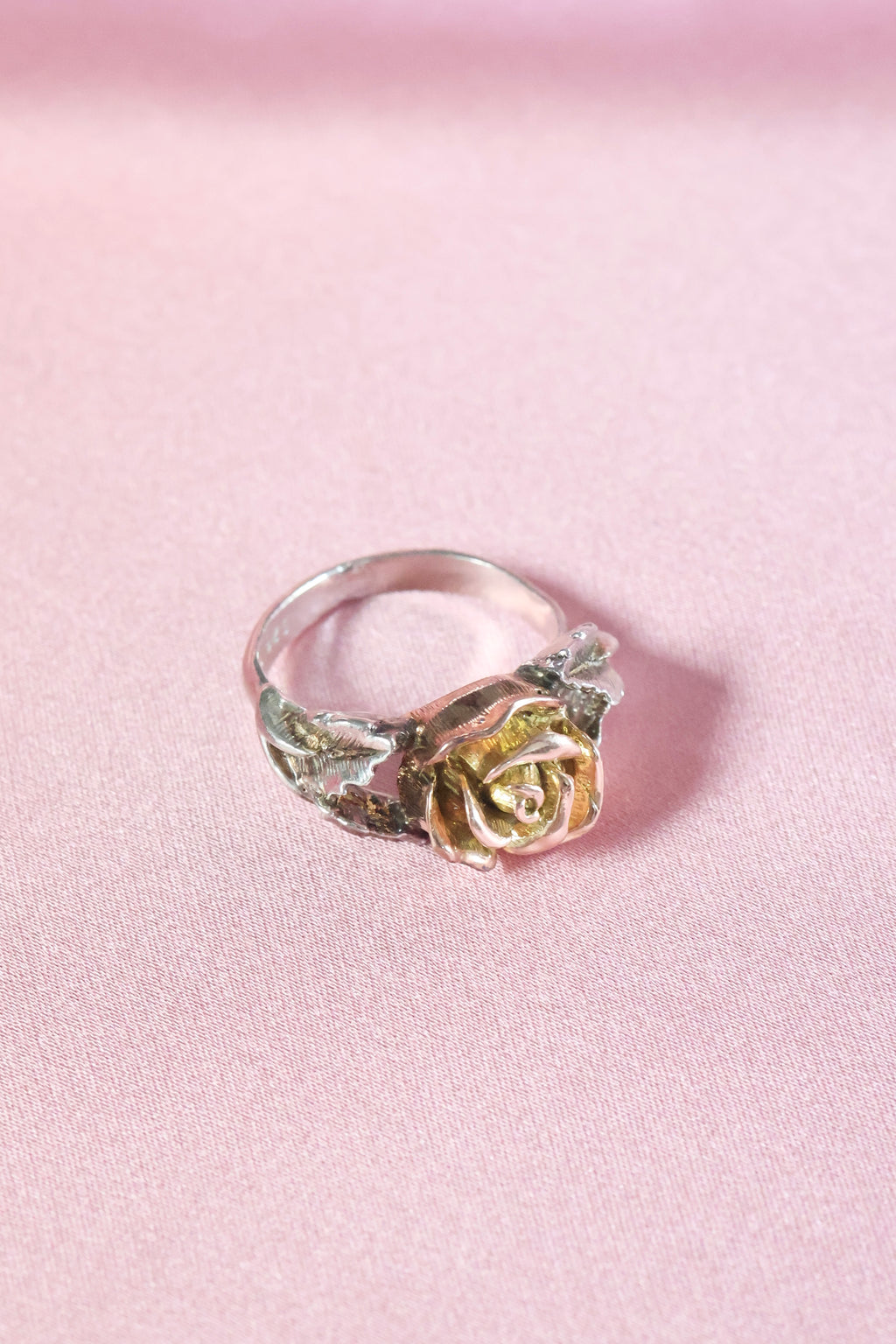 Vintage-Inspired Rose Flower Ring | 14K Gold & Sterling Silver