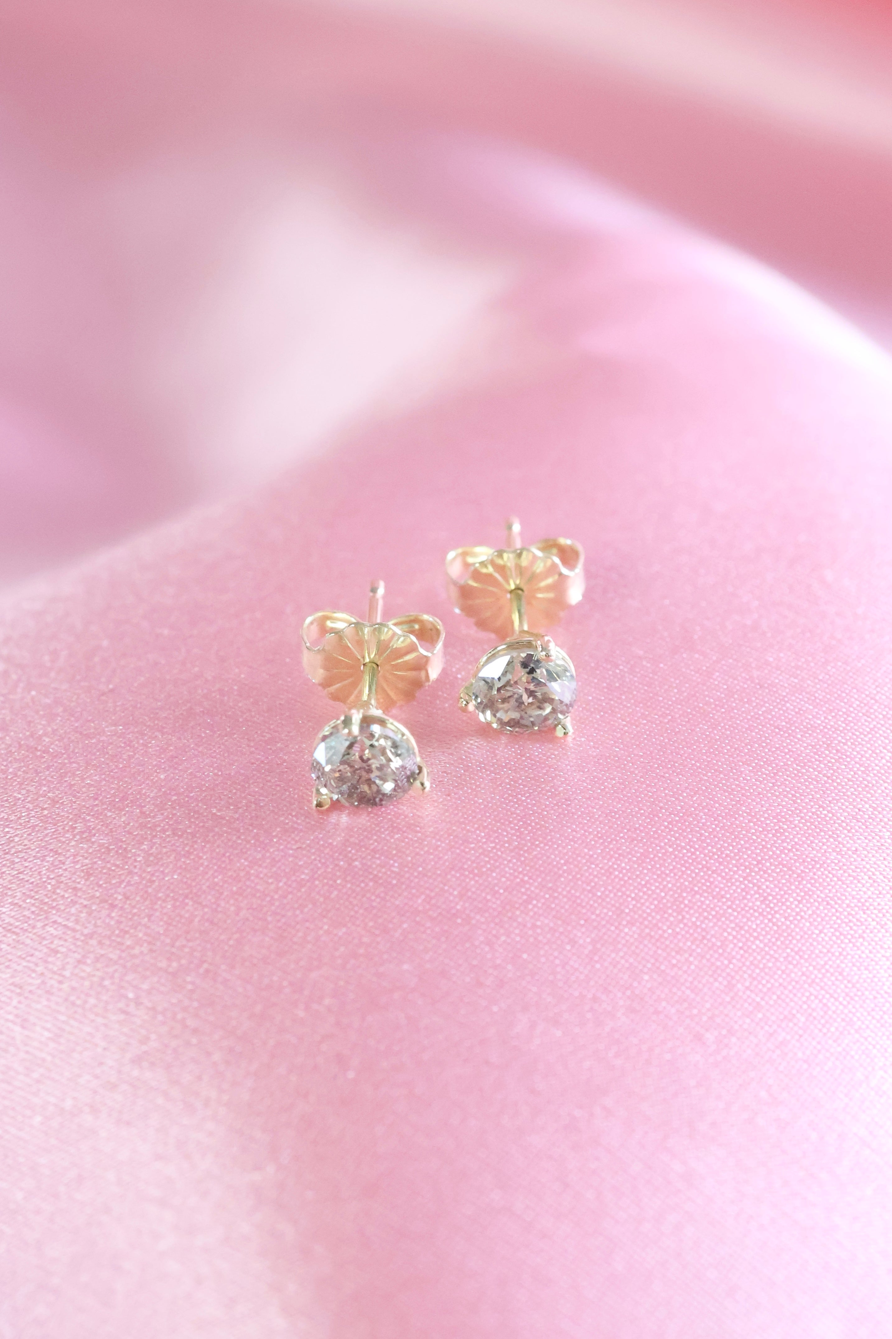 Brown Diamond Martini Stud Earrings | 14K Yellow Gold