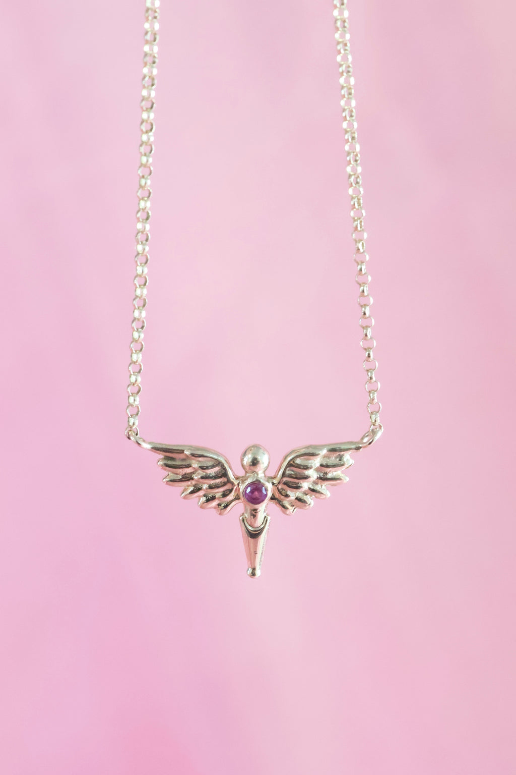Guardian Angel Birthstone Necklace | 14K Yellow Gold