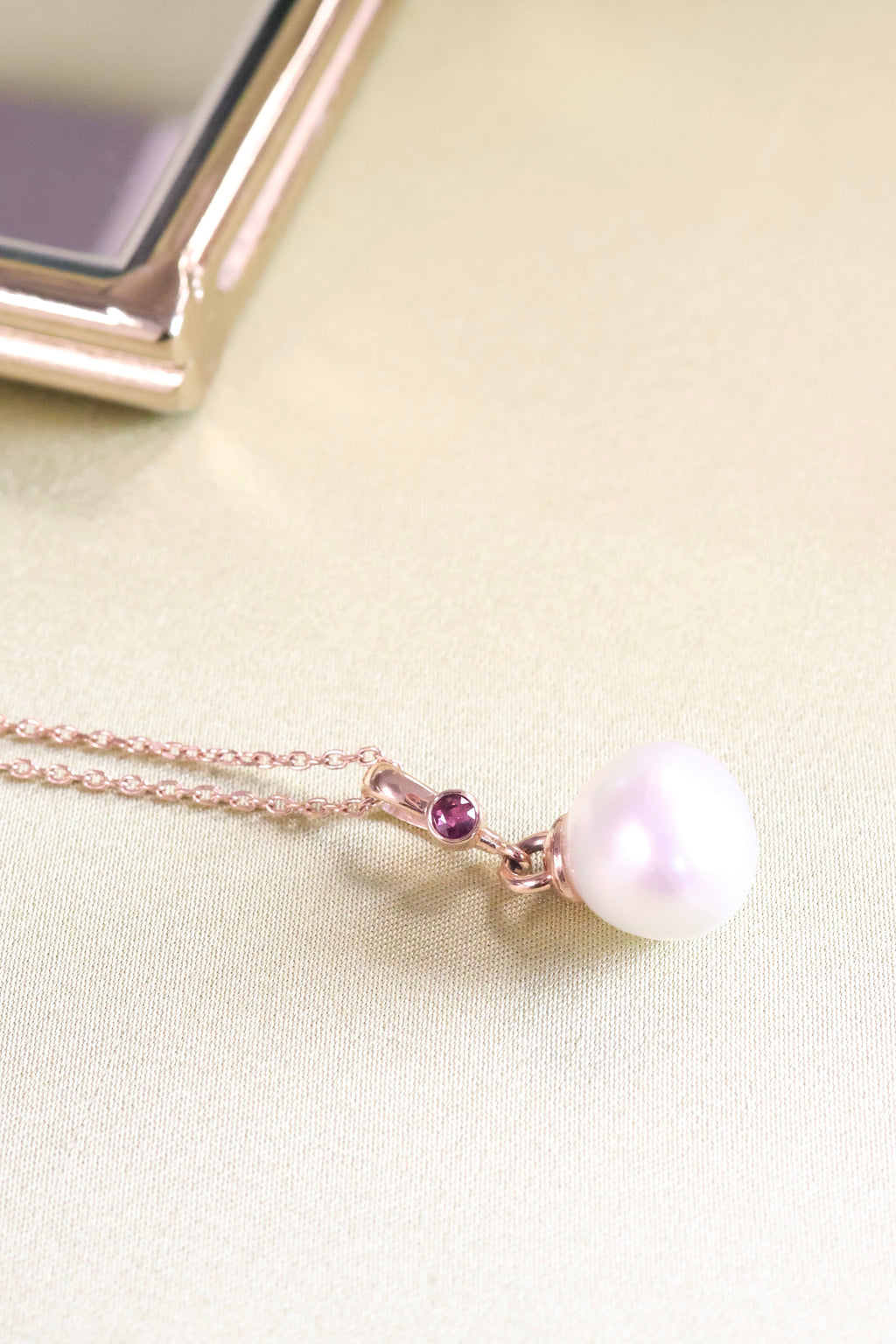 Natural Pearl Drop Pendant Necklace | 14K Rose Gold