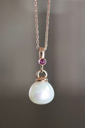 14k Rose Gold Pearl Pendant Necklace – 14K Solid Rose Gold