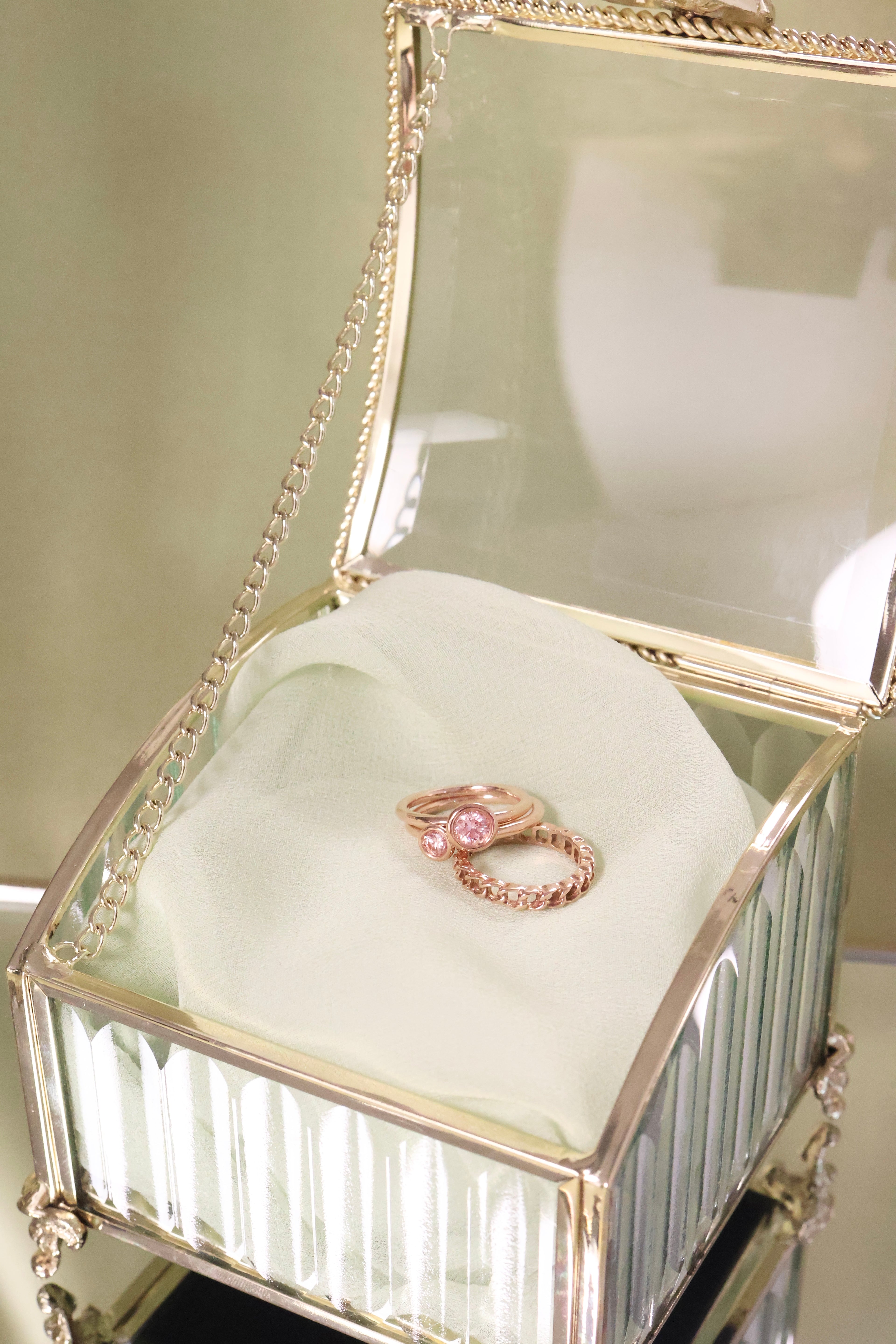 14K Solid Rose Gold Chain Link Ring – 3mm Wide | Size 5.75