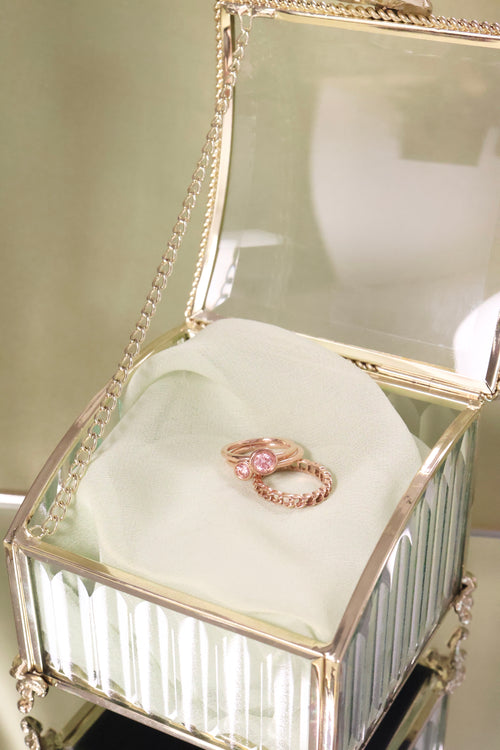 14K Solid Rose Gold Chain Link Ring – 3mm Wide | Size 5.75
