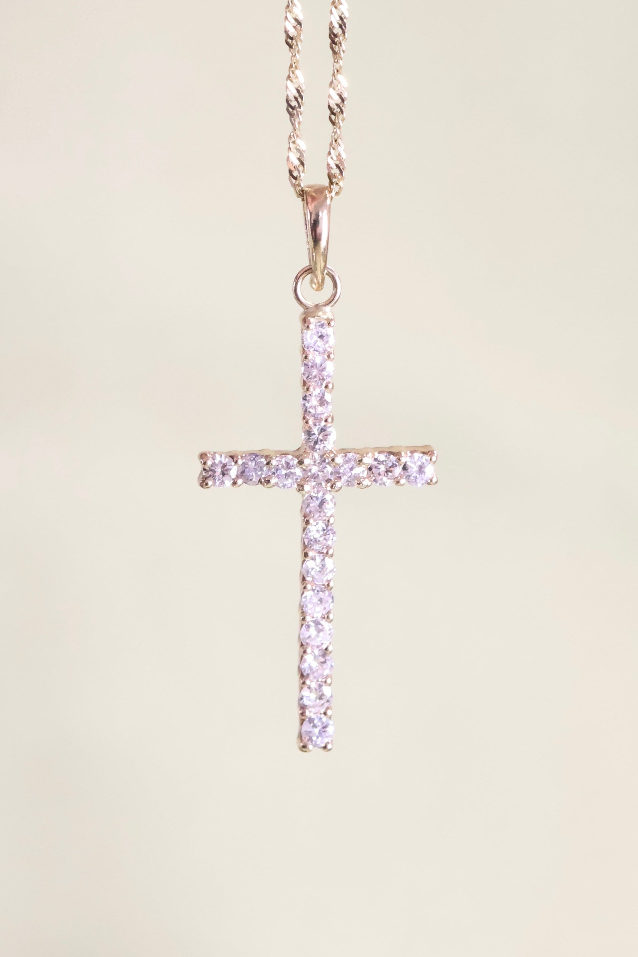 Natural Diamond Cross Pendant | 14K Gold