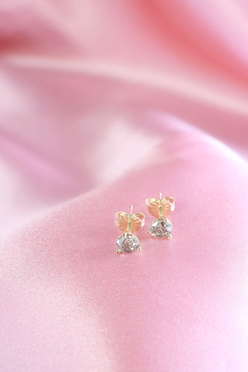Brown Diamond Martini Stud Earrings | 14K Yellow Gold