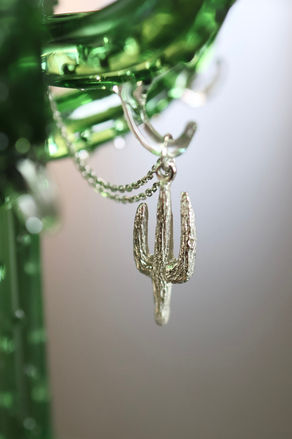 14k White Gold Saguaro Pendant Necklace – 14K Solid White Gold