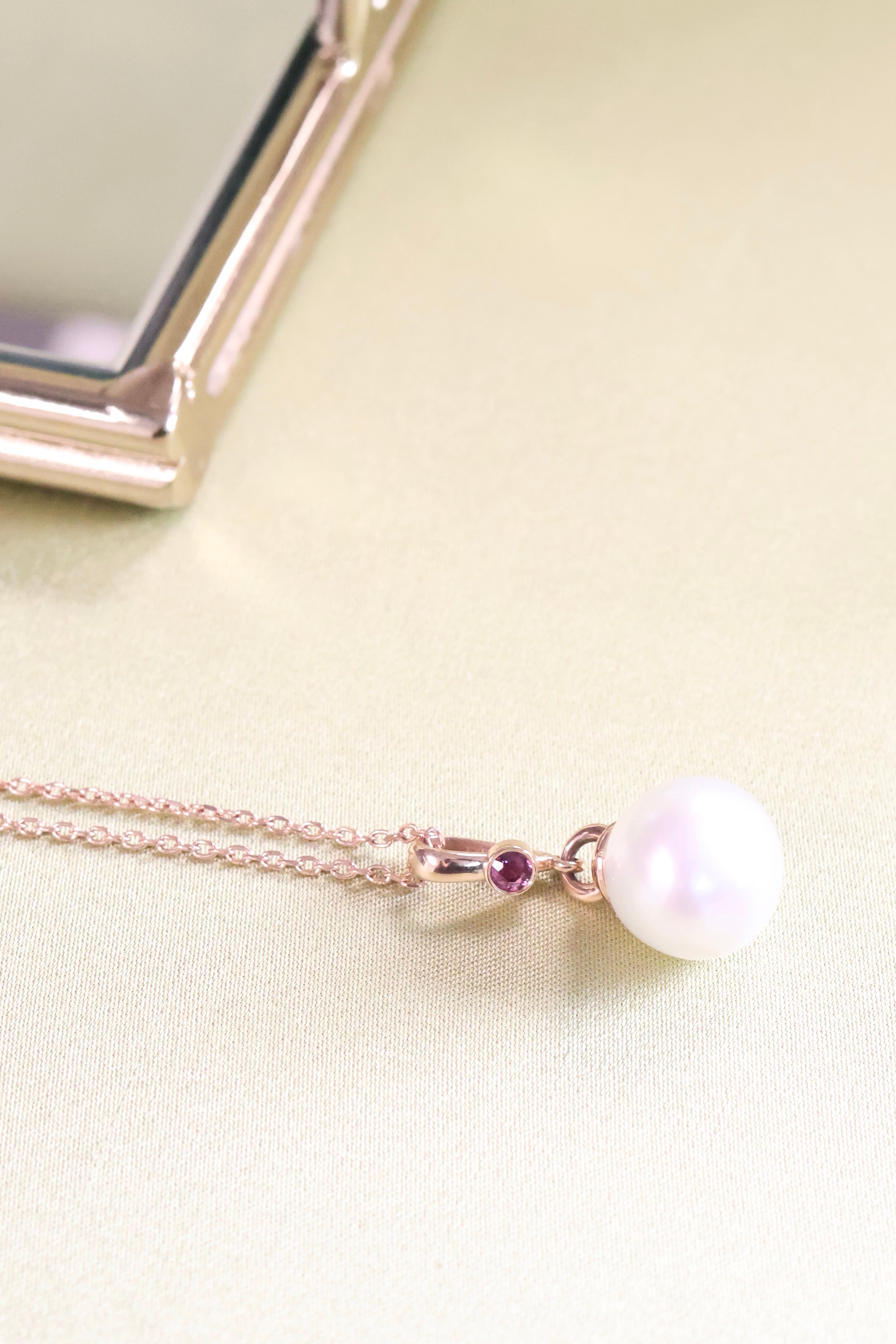 Natural Pearl Drop Pendant Necklace | 14K Rose Gold