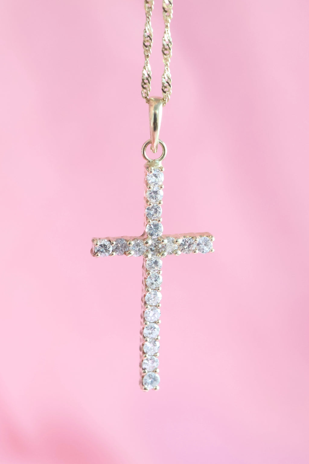 Natural Diamond Cross Pendant | 14K Gold