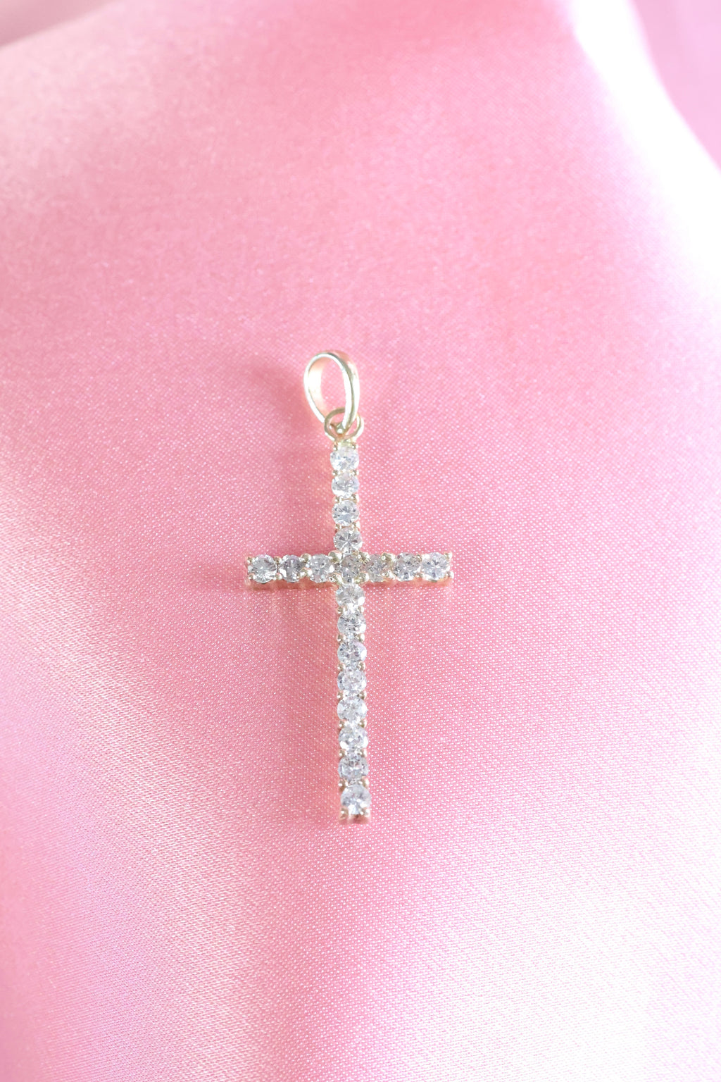 Natural Diamond Cross Pendant | 14K Gold
