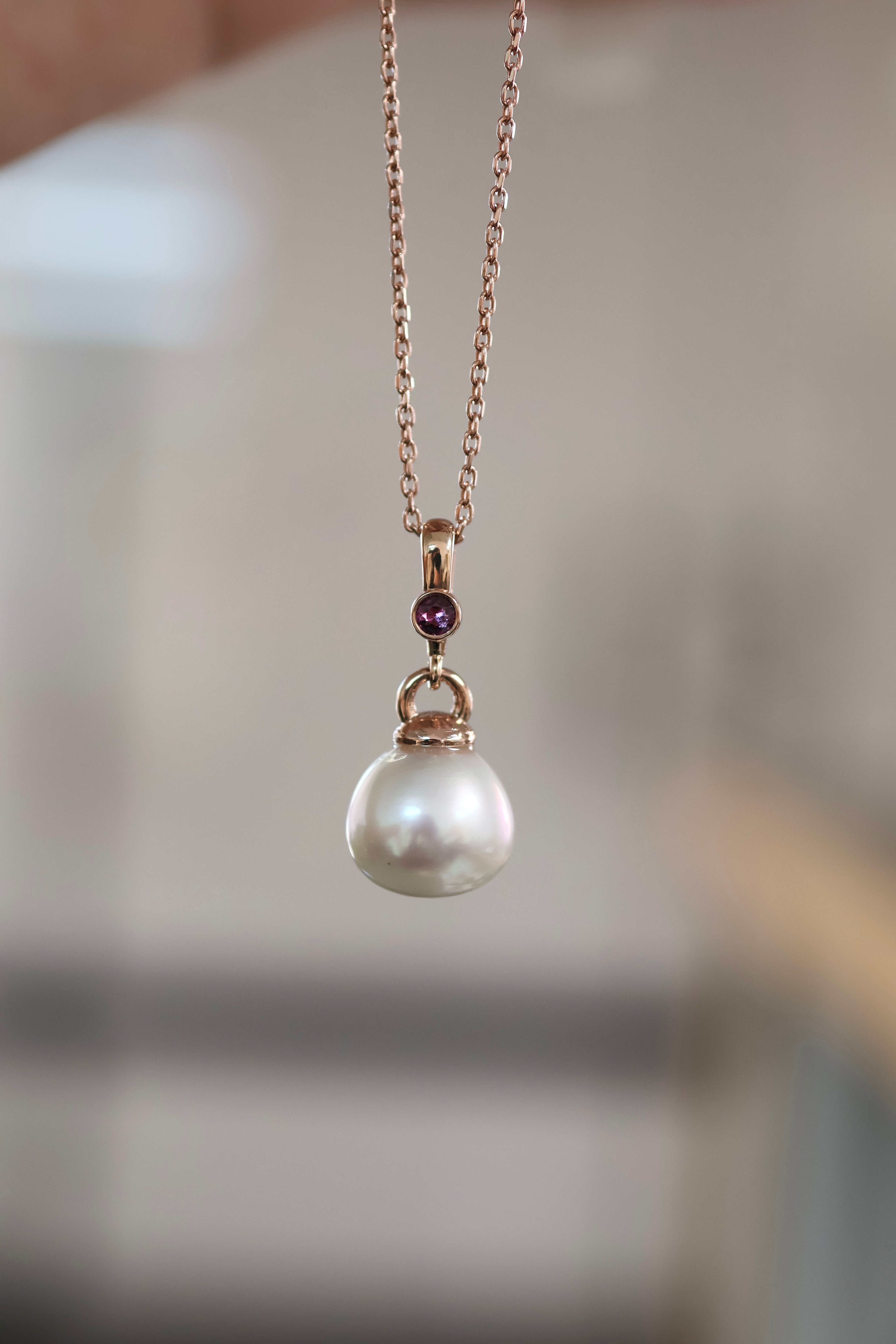 Rose Gold Pearl Pendant Necklace – 14K Rose Gold