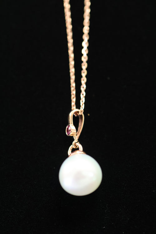 Rose Gold Pearl Pendant Necklace – 14K Rose Gold